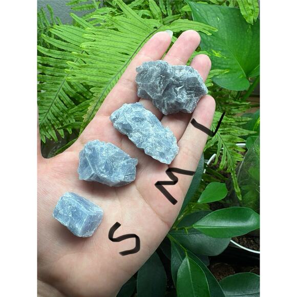 Raw Blue Calcite – Set of 3 - Intuitively Chosen Crystals - Picture 3 of 7